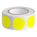 A roll of yellow circles with white backing.