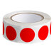 A roll of Lavex red semi-gloss paper labels.