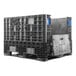 A black Orbis BulkPak container with blue handles on a white background.