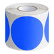 A roll of blue circles with white paper.