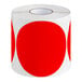 A roll of red Lavex inventory labels with white semi-gloss paper.