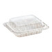 A clear plastic Pactiv MealMaster Chicken Barn with a lid.