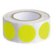 A roll of yellow round Lavex inventory labels.