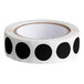 A roll of black semi-gloss paper labels with white round dots.