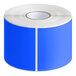 A roll of light blue rectangular labels with white stripes.