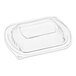 A clear Pactiv MealMaster small dome lid on a clear plastic container.