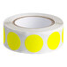 A roll of yellow circles on a white background.