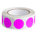 A roll of white paper with pink circles.