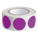 A roll of purple semi-gloss Lavex inventory labels with white background.