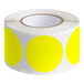 A roll of yellow circles with a white background.