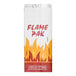 A Bagcraft white insulated bag with red and yellow flames on it.