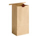 A Bagcraft natural kraft paper coffee bag with a tin tie closure.