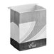 A white and grey Bagcraft paper bag with a black and white design.
