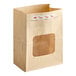 A brown Bagcraft bakery bag with a window.