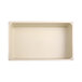 A rectangular white melamine riser with a faux walnut finish.