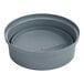 A grey circular Lavex swing top trash can lid.
