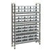 A Cambro Camshelving® Elements XTRA wine rack with stackable wine cradles.