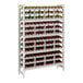 A Cambro Premium speckled gray Camshelving wine rack filled with wine bottles.