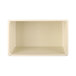 A rectangular faux zebra wood melamine riser with a black border on a white surface.