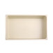 A rectangular white melamine riser with a faux bamboo design.