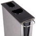 A silver and black Bunn 3.5 gallon iced tea dispenser with brew thru lid.