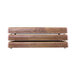 A rectangular faux walnut melamine modular riser with three compartments on top.