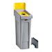 A grey Rubbermaid Slim Jim recycling station with a yellow lid.