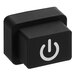 A black power button with a white circle on the center.