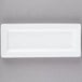 A white rectangular Libbey porcelain plate.