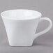 A close-up of a Libbey Ultra Bright White porcelain cup with a handle.