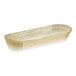 A close-up of a Novacart paper baking tray with gold stripes.