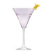 A close-up of a Libbey pink martini glass.