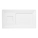 A rectangular white porcelain tray with two recessed sections, one square and one rectangular.