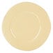 A white porcelain plate with a wide circular yellow rim.