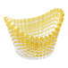 A yellow and white striped Novacart boat-shaped baking cup.