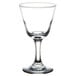 A close-up of a Libbey Embassy clear glass with a stem.