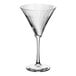 A clear Libbey martini glass with a curved stem.