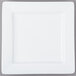 A Libbey white square porcelain plate with a wide rim and square edge.