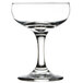 A clear Libbey Embassy coupe glass with a stem.