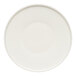 A white Libbey porcelain plate with a white rim.
