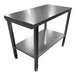 A SSL Industries stainless steel work table with undershelf.