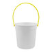 A white plastic drink bucket with a yellow handle.