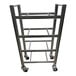 A stainless steel SSL Industries tote cart with wheels.