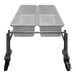 A stainless steel side-by-side tote cart holding two white plastic bins.