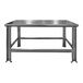 A SSL Industries stainless steel work table with paw print legs.