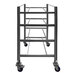 A stainless steel SSL Industries side-by-side tote cart with wheels.