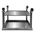 A stainless steel SSL Industries work table with 4" casters and an undershelf.