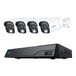 A set of Reolink 12MP PoE bullet cameras and a Reolink Network Video Recorder box.