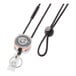 A black lanyard with a KEY-BAK Sidekick keychain attached to it.