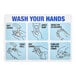 A white, blue, and black Lavex vinyl safety decal with instructions on how to wash your hands.